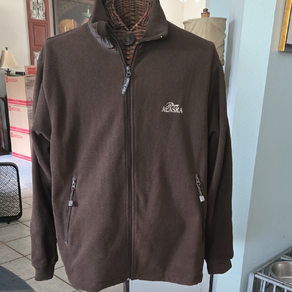 Brown Performance Jacket with Fleece Material and Quarter-Zip Design